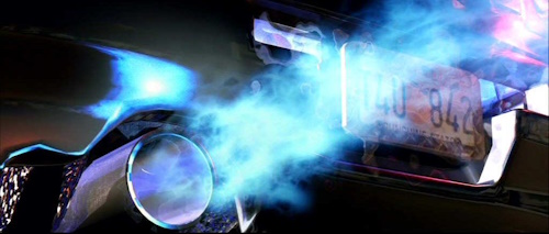 Blue flame in an exhaust